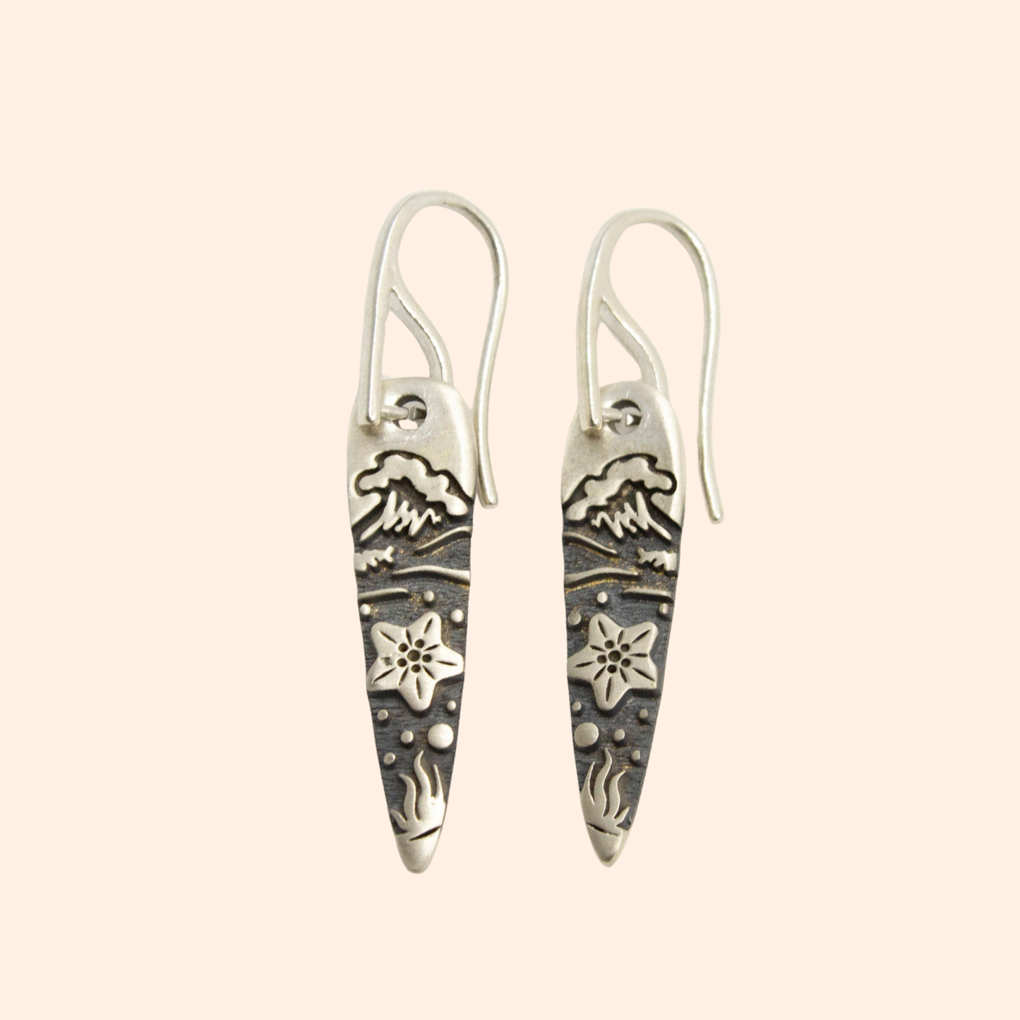 Between Mountain and Sea – 925 Sterling Silver Earrings | Handcrafted Symbolic Jewelry