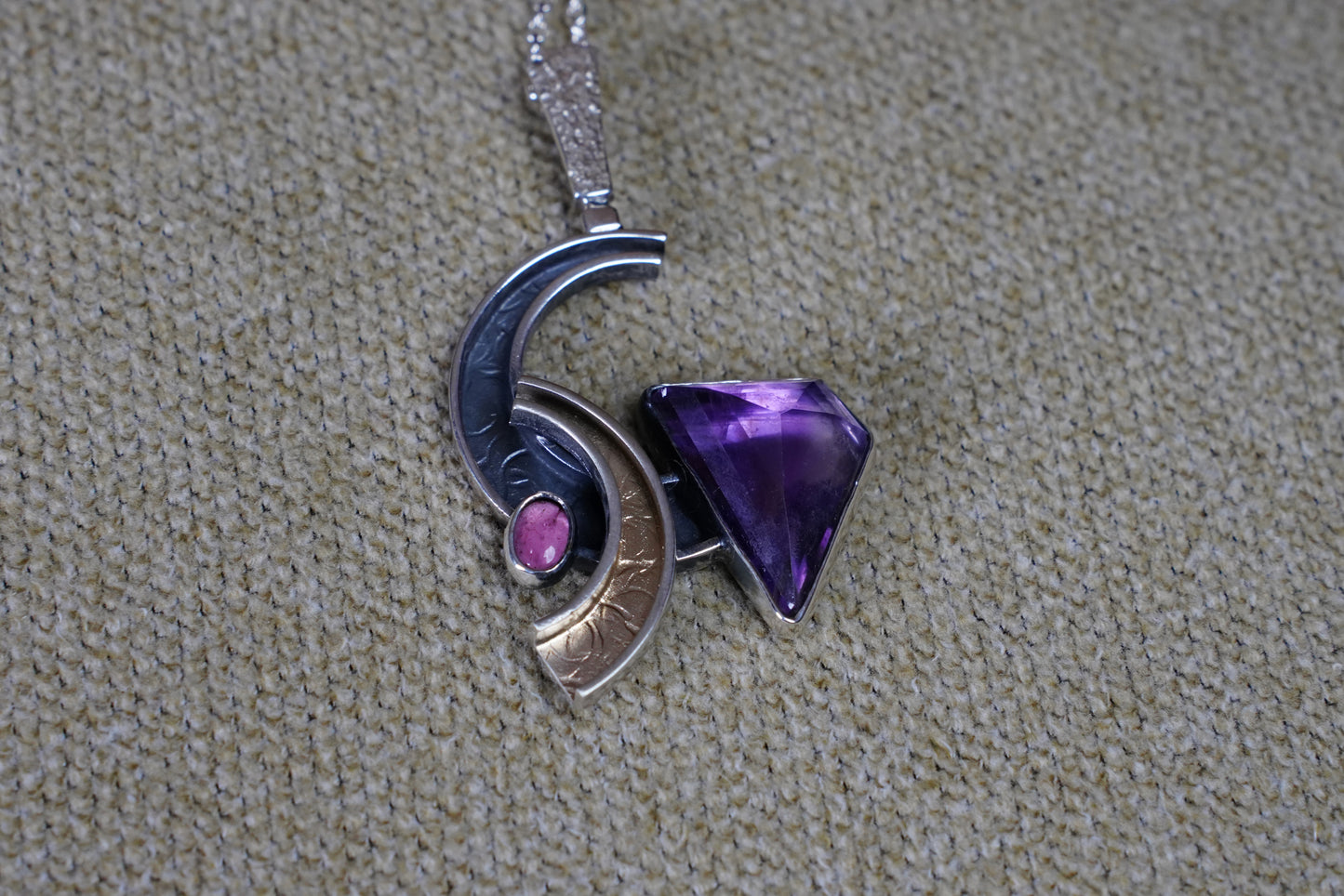 Celestial Drift – 925 Sterling Silver Necklace with Amethyst & Tourmaline | Handcrafted Celestial-Inspired Jewelry