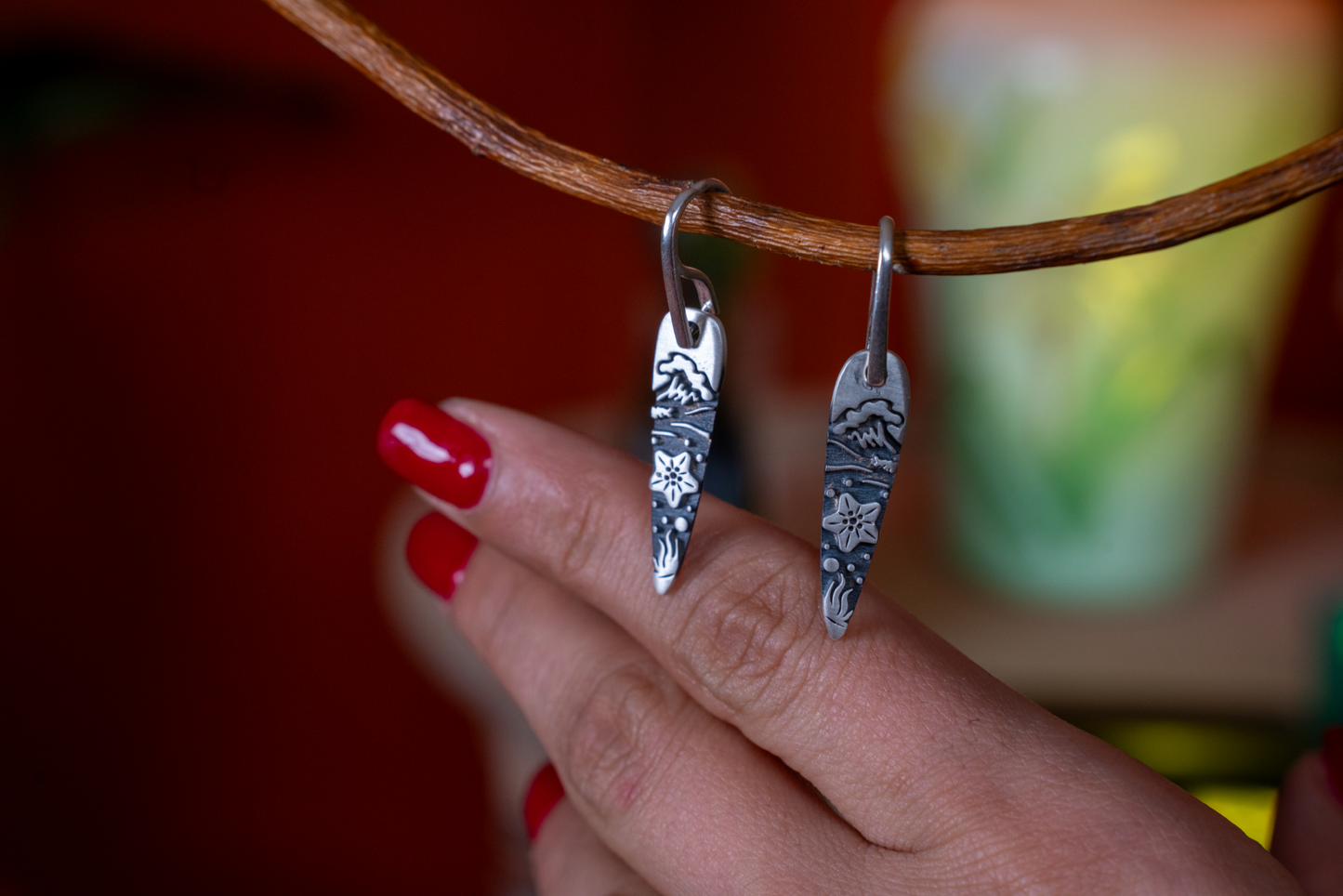 Between Mountain and Sea – 925 Sterling Silver Earrings | Handcrafted Symbolic Jewelry