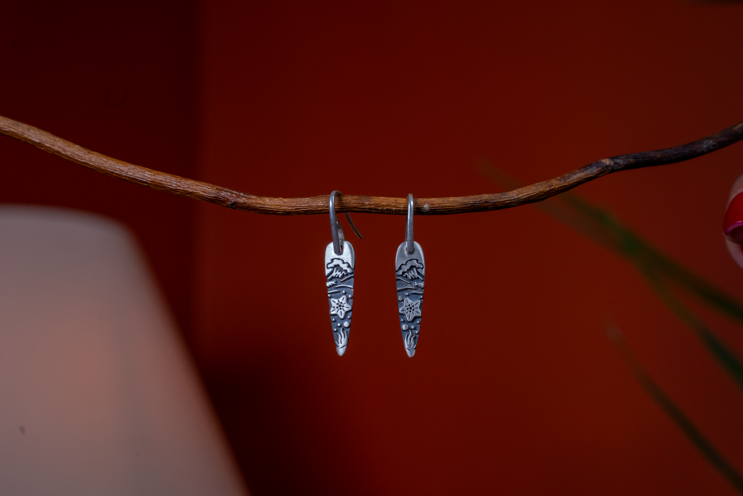 Between Mountain and Sea – 925 Sterling Silver Earrings | Handcrafted Symbolic Jewelry
