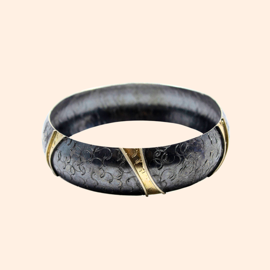 Noir Aurum – 22K Gold-Plated Oxidized Silver Bracelet | Handcrafted Unisex Statement Jewelry