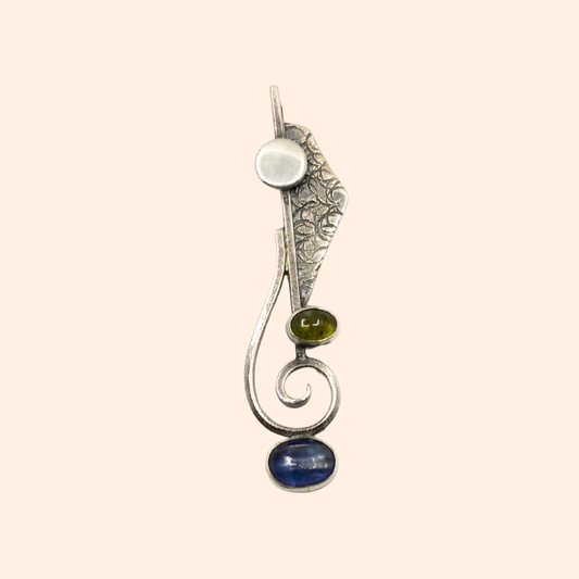 Journey of Harmony – 925 Sterling Silver Necklace with Kyanite & Tourmaline | Handcrafted Spiral Design