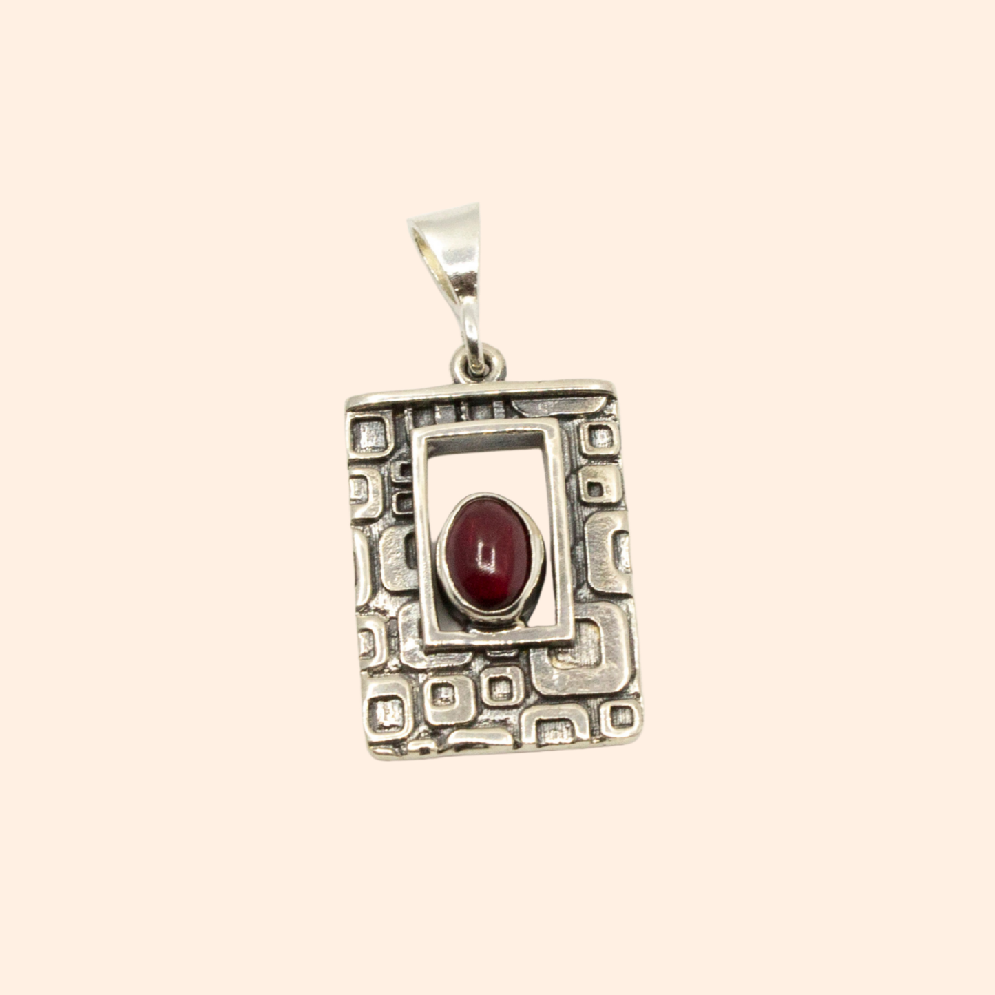 Portal of Passion – 925 Sterling Silver Necklace with Garnet Gemstone | Handcrafted Geometric Design
