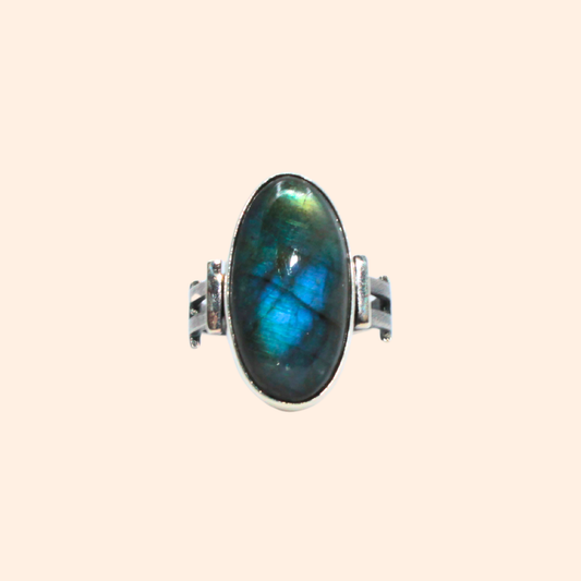 Aurora Mist – Labradorite Gemstone Ring in 925 Sterling Silver | Handcrafted Natural Elegance