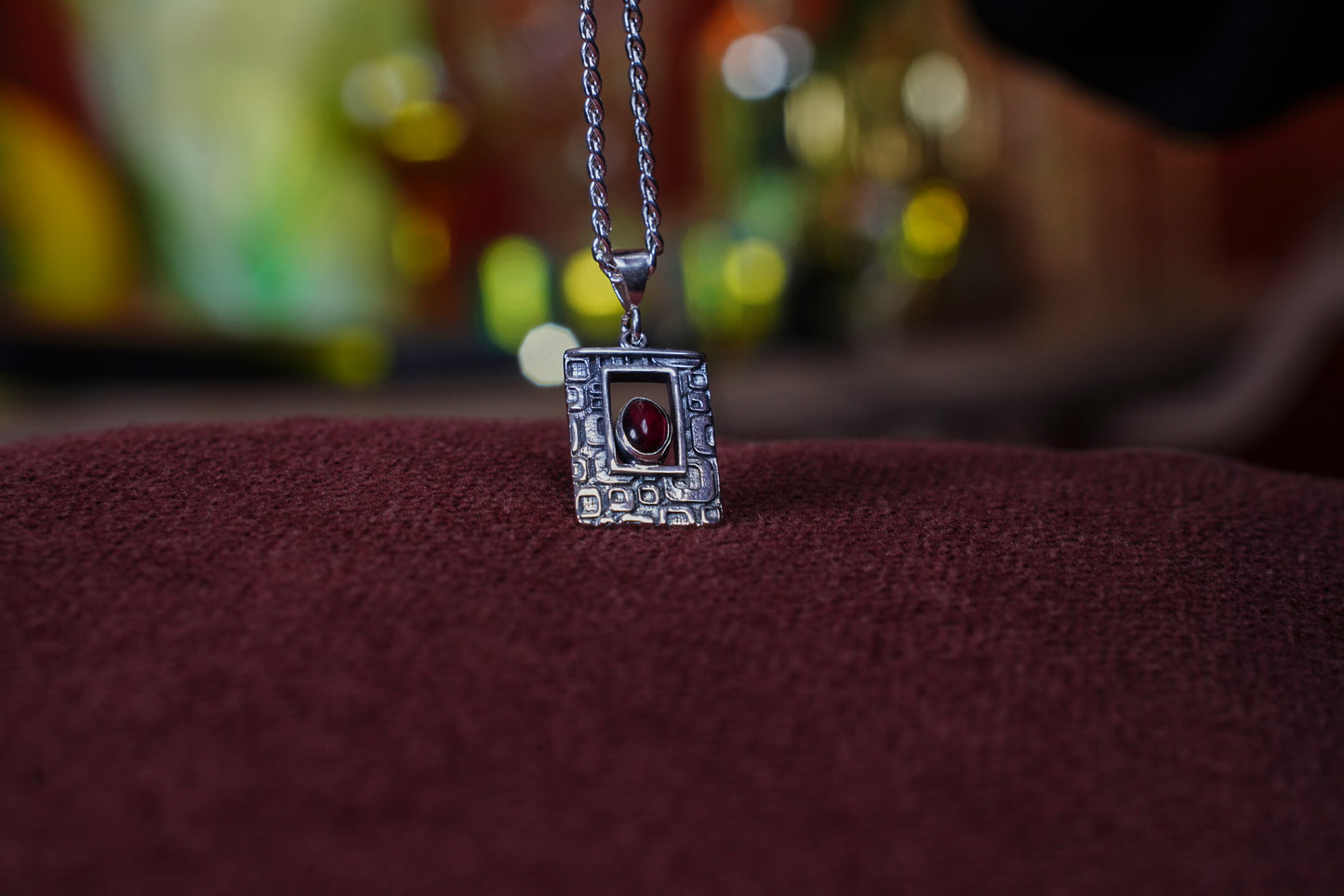 Portal of Passion – 925 Sterling Silver Necklace with Garnet Gemstone | Handcrafted Geometric Design