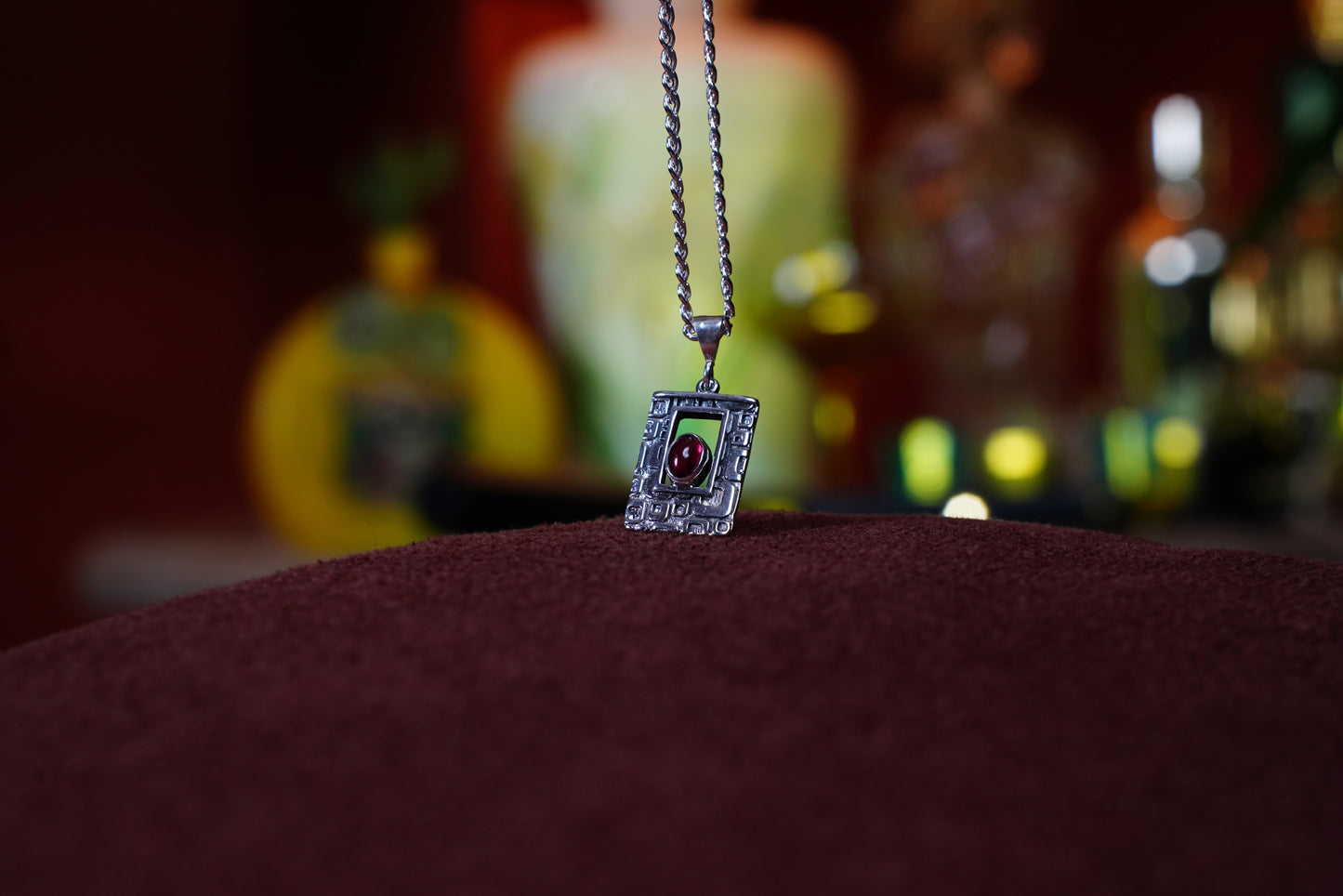 Portal of Passion – 925 Sterling Silver Necklace with Garnet Gemstone | Handcrafted Geometric Design