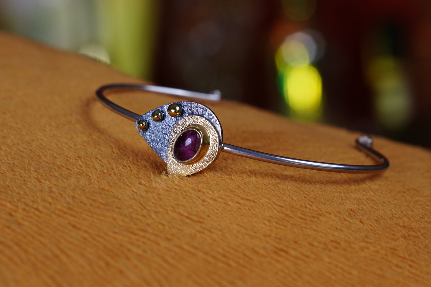 Solaris Essence – 22K Gold-Plated Sterling Silver Bracelet with Tourmaline | Handcrafted Celestial Jewelry