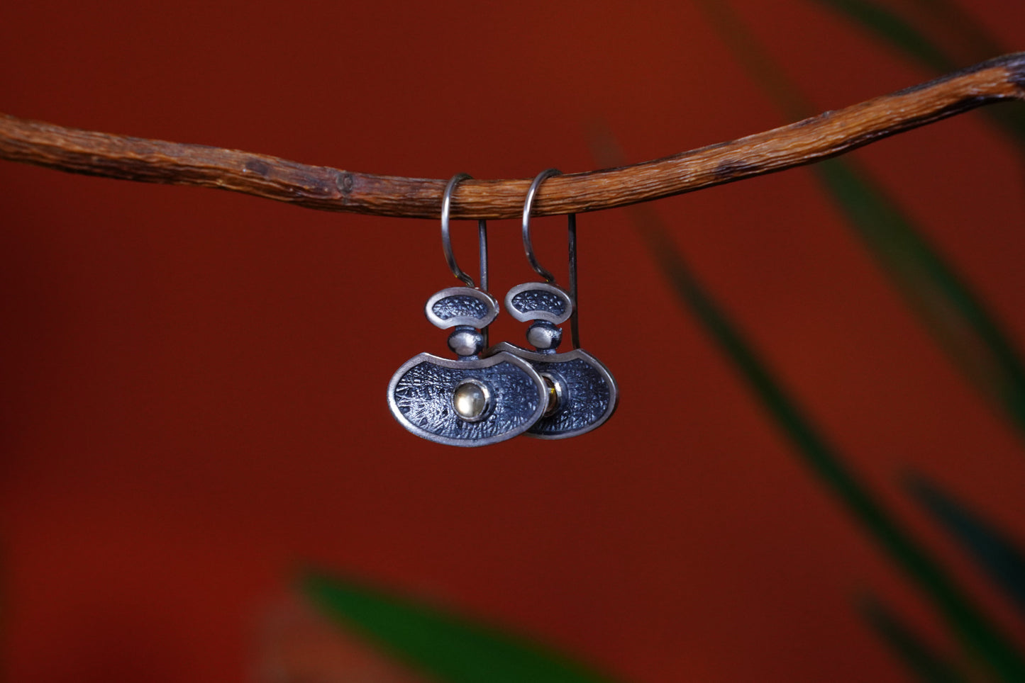 Lunar Echo – 925 Sterling Silver Earrings with Quartz & Gold Accents | Handcrafted Celestial-Inspired Jewelry